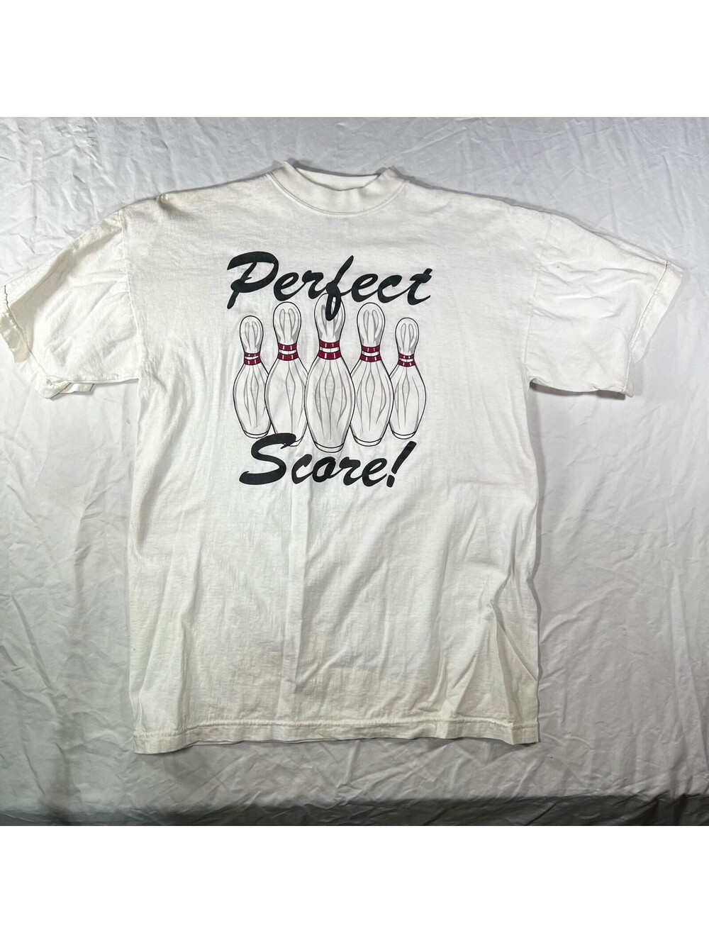 Vintage 90s Catapult Perfect Score Bowling Graphic T-Shirt XL Bulgaria